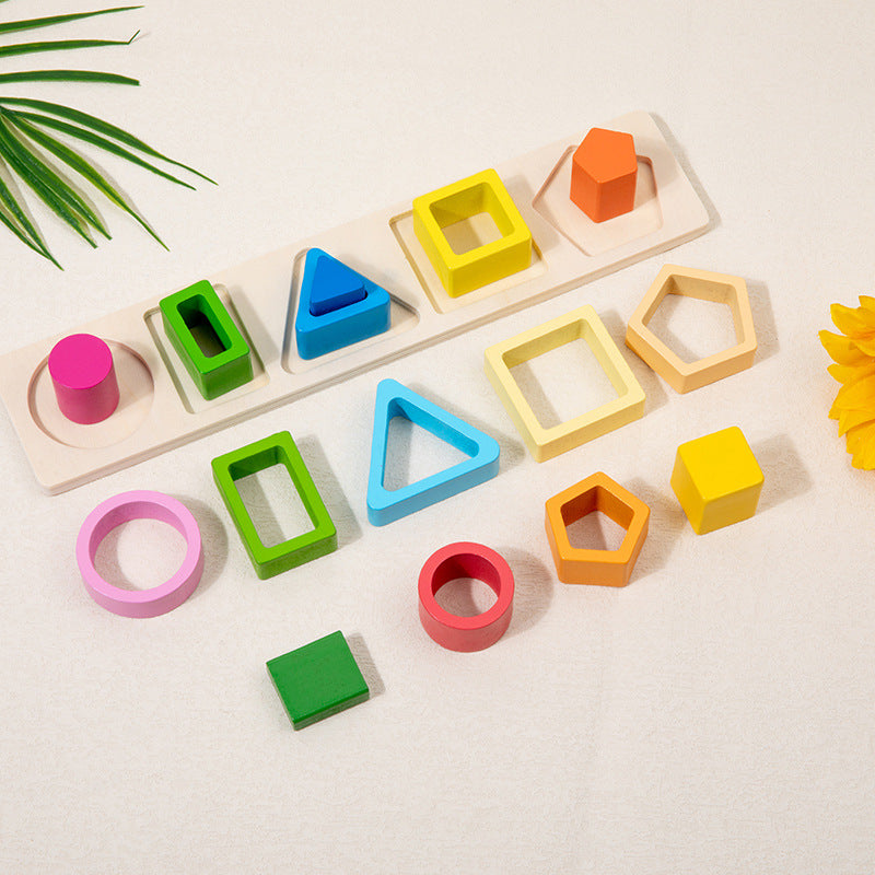 Geometric shape column matching assembly for children's enlightenment, boys and girls' early education puzzle toys, building blocks - Korvel