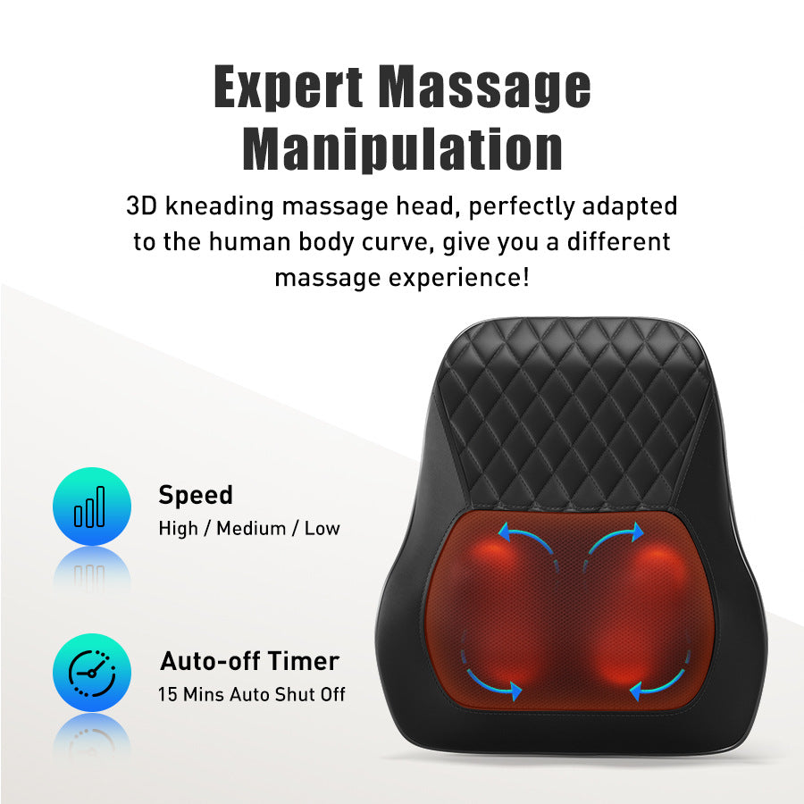 Deep Kneading Neck Shoulder Heat Relax Massage Pillow - Korvel