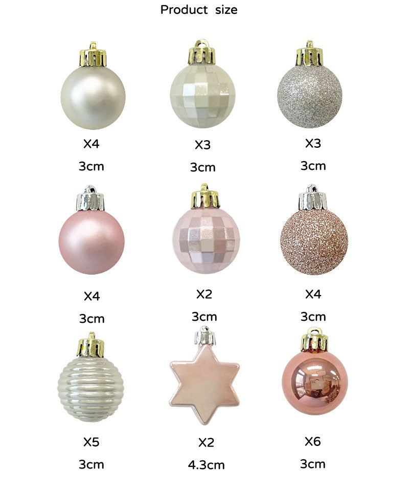 Light Gold Christmas Ball Ornaments - 3cm Set of 33