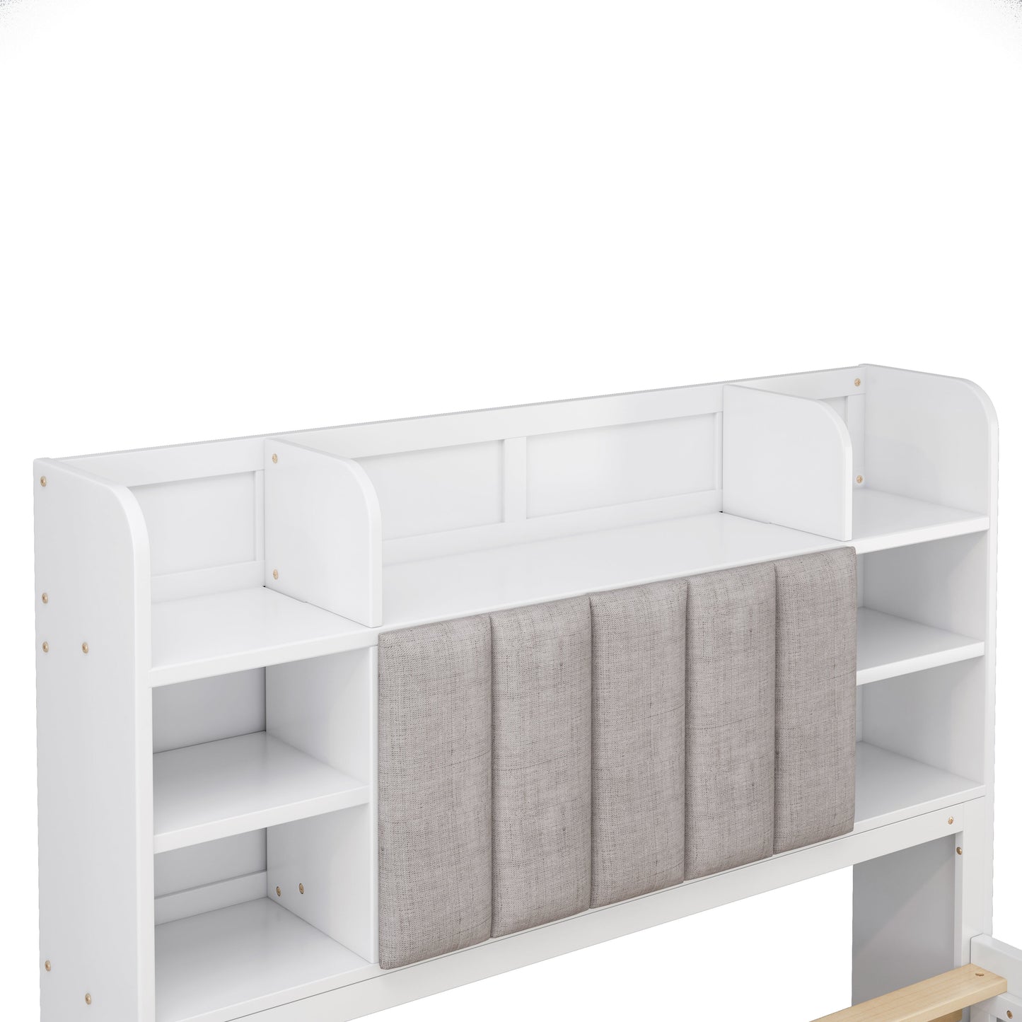 Multi-functional Full Size Bed Frame with 4 Under-bed Portable Storage Drawers and Multi-tier Bedside Storage Shelves White - Korvel