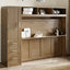 Full Size Murphy Bed with Wardrobe, Drawers and Open Shelves, Antique Grey - Korvel