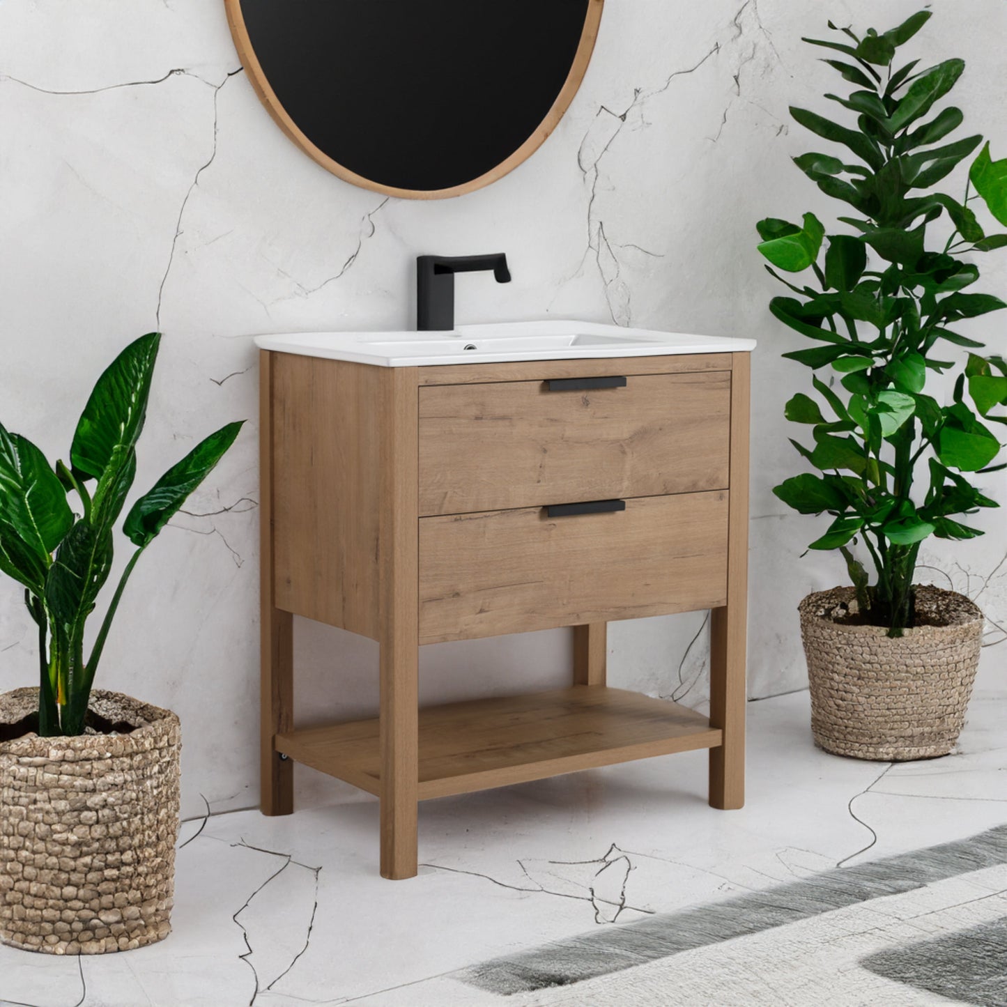 30 Inch Bathroom Vanity Plywood With 2 Drawers-BVB01030IMO-BL9075B - Korvel
