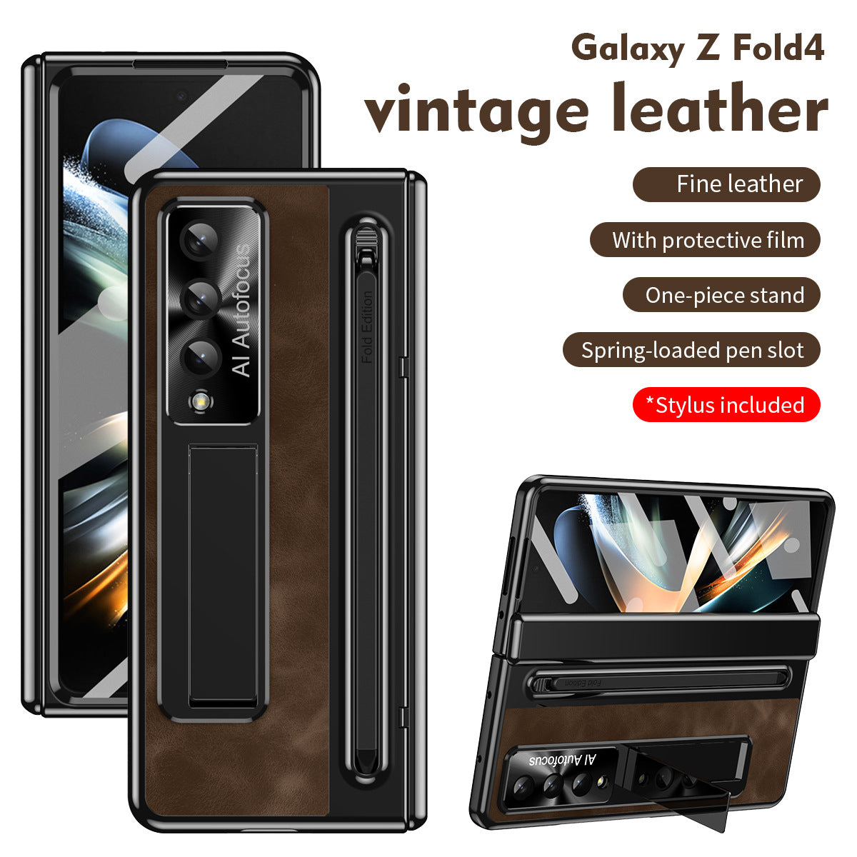 Suitable for Samsung zfold 5 phone case FOLD4 folding official pen slot case film integrated all inclusive anti fall protective case - Korvel