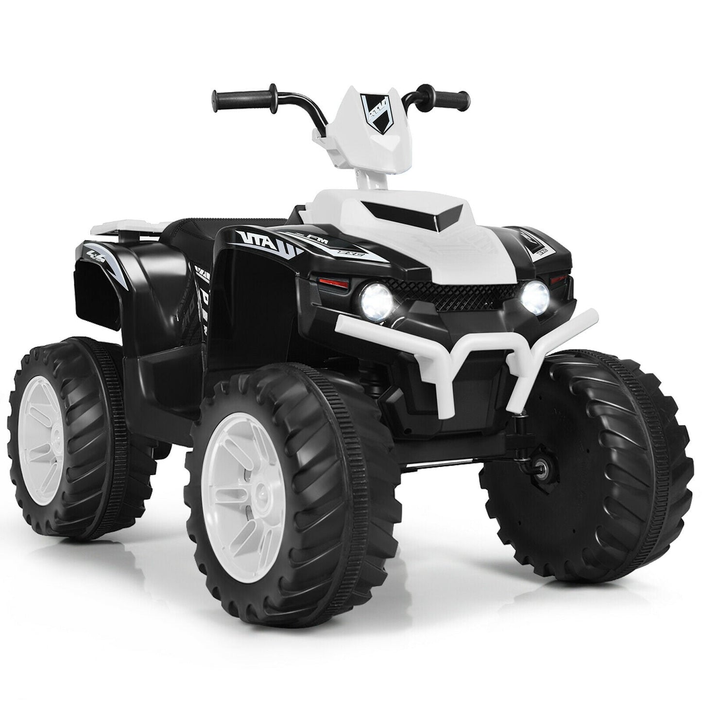 12V Kids Ride-On ATV with LED Lights - White