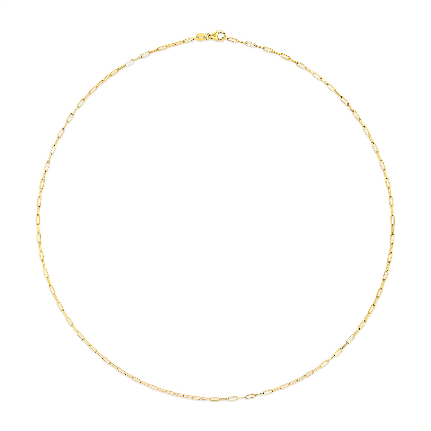 Collier en chaîne en papier clip en or jaune 14K unisexe de 1,5 mm - 18 pouces