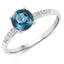 Bague de fiançailles en or blanc 14K avec topaze bleue de Londres et diamants de 1,05 carat