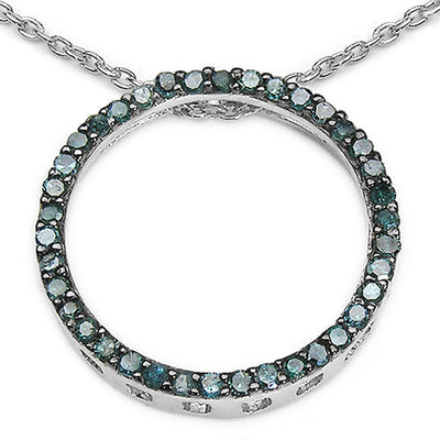 0.46 Carat Genuine Blue Diamond Pendant in Sterling Silver