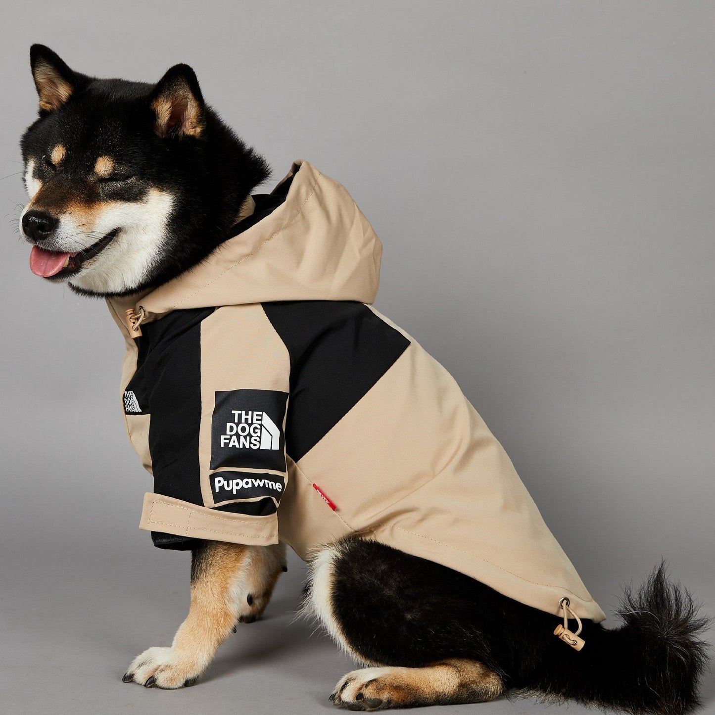 Khaki Large Dog Raincoat for Stylish Protection