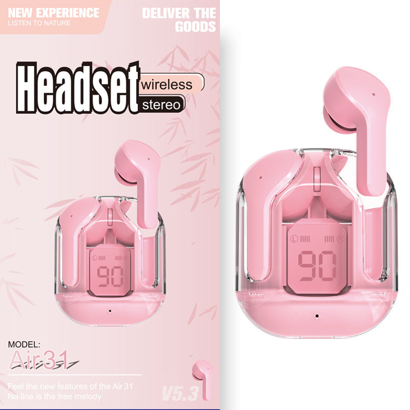 Mini Transparent Wireless Bluetooth Headset with Digital Display