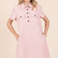 Vestido de Camisa de Manga Corta con Cuello y Detalle de Botones para Mujeres
