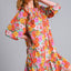 Vestido de Mujer con Estampado de Flores y Cuello con Lazo