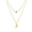 14k Yellow Gold Double-Strand Chain Necklace with Moon and Star