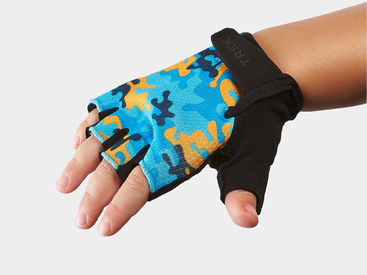 Trek Kids Large/X-Large Blue/Gold Camo Gloves