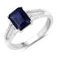 3.07 Carat Glass Filled Sapphire & White Zircon Sterling Silver Ring
