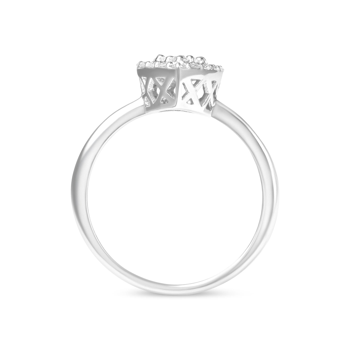 Anillo de Promesa en Forma de Pera con Diamantes en Racimo de Oro Blanco de 10K - Talla 7