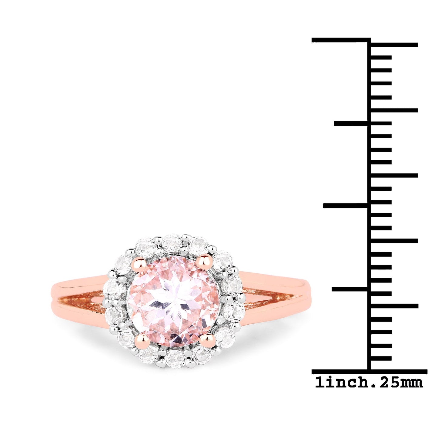 Anillo de Compromiso de 2.25 Quilates de Kunzita y Topacio Blanco en Plata Esterlina