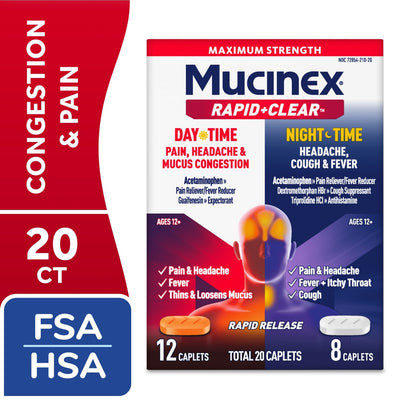 Mucinex Rapid Clear Jour & Nuit Comprimés - 20 Comptes
