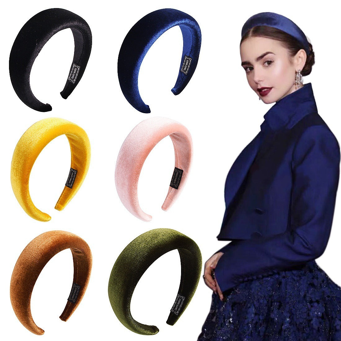 Wide edge velvet sponge hair clip for women's head clip high skull top hair clip - Korvel