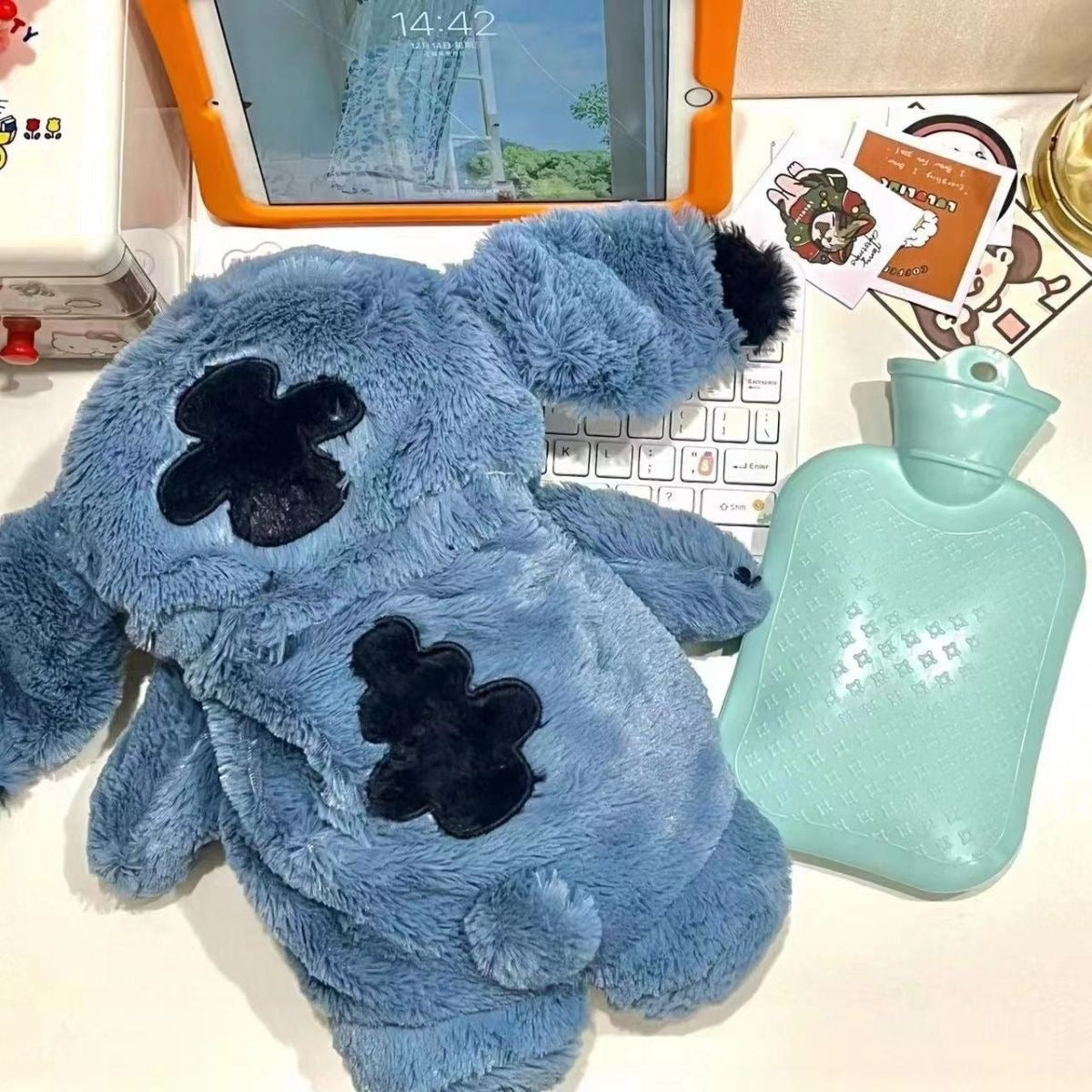 New Internet celebrity cartoon doll hot water bottle plush doll hand warmer water-filled hand warmer bag for girls hand warmer gift - Korvel