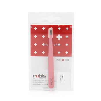 Pince à épiler inclinée Rubis Switzerland - Élégance rose mat