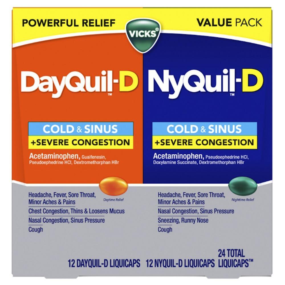 Paquete doble de Vicks Dayquil-D y NyQuil-D Liquicaps