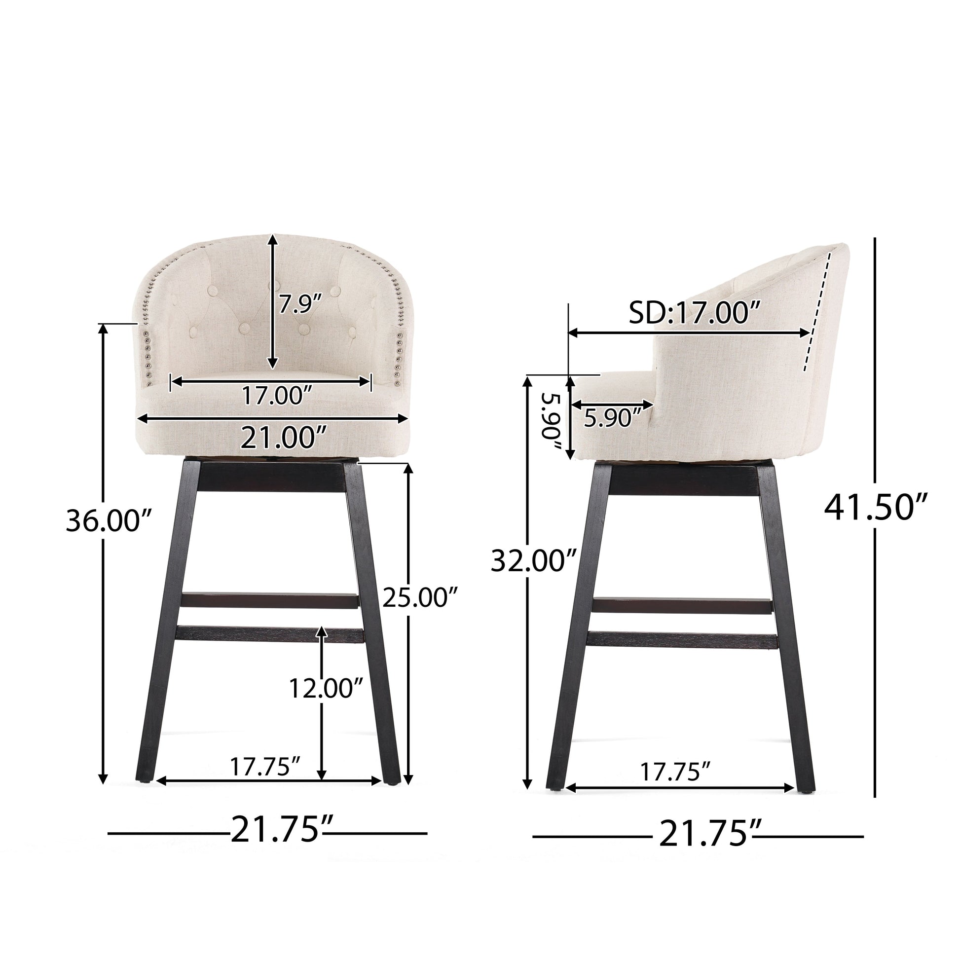 OGDEN KD SWIVEL BARSTOOL( SET OF 2 ) - Korvel