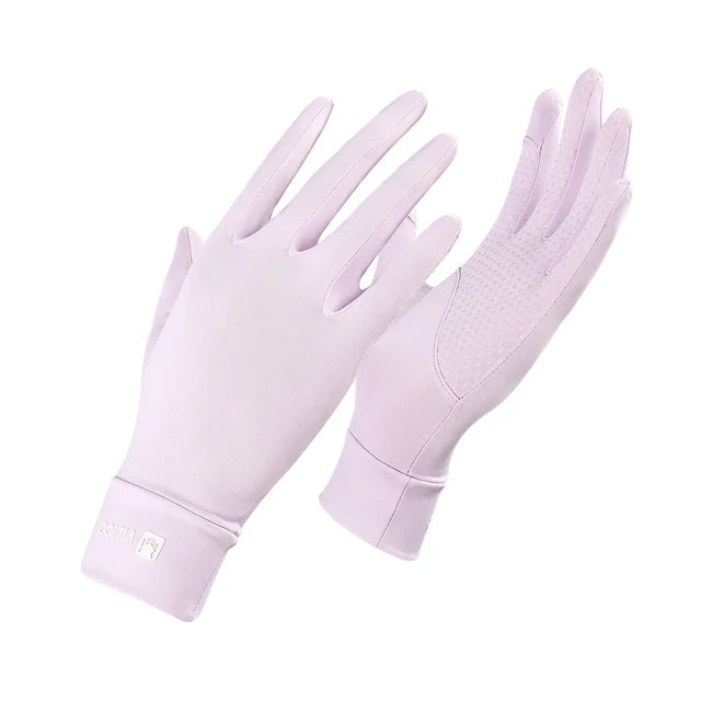 Cycling UV resistant thin breathable silicone anti slip touch screen sunscreen ice silk gloves - Korvel