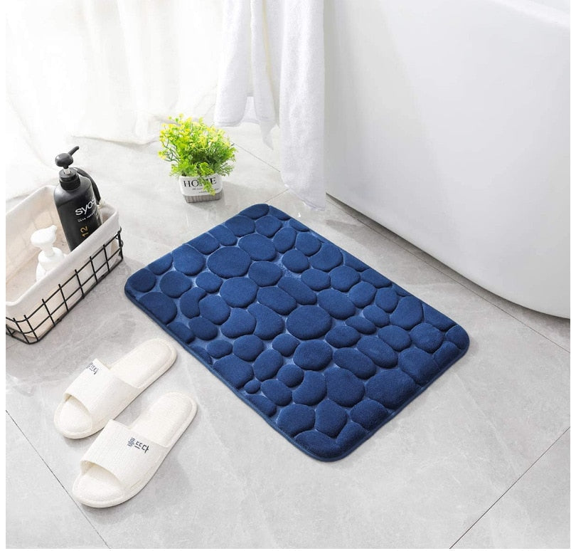 Cobblestone Embossed Bathroom Bath Mat Non-slip Carpets In Wash Basin Bathtub Side Floor Rug Shower Room Doormat Memory Foam Pad - Korvel