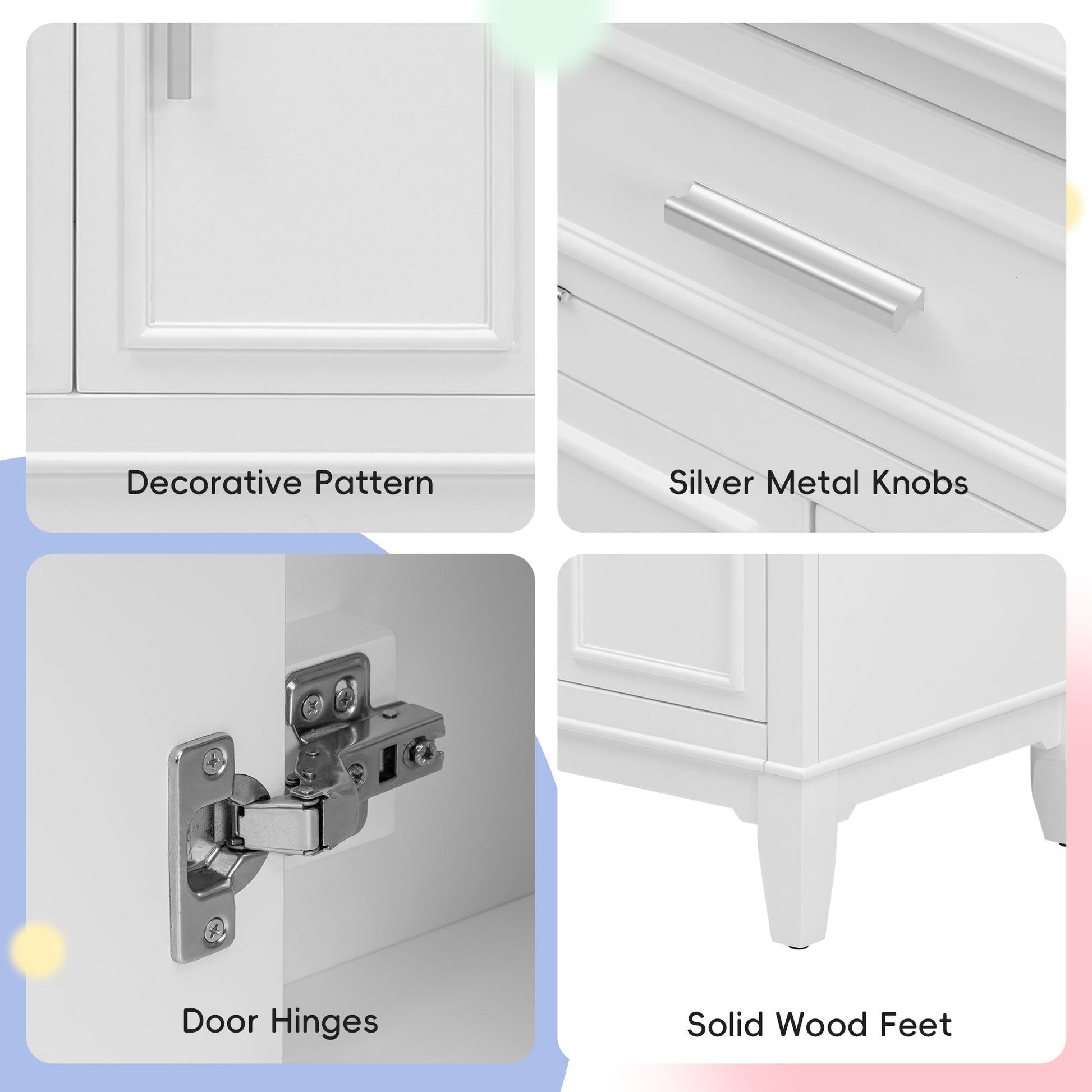 24" Bathroom Vanity with Sink, Bathroom Vanity Cabinet with One Flip Drawer and Doors, Solid Wood and MDF, White - Korvel