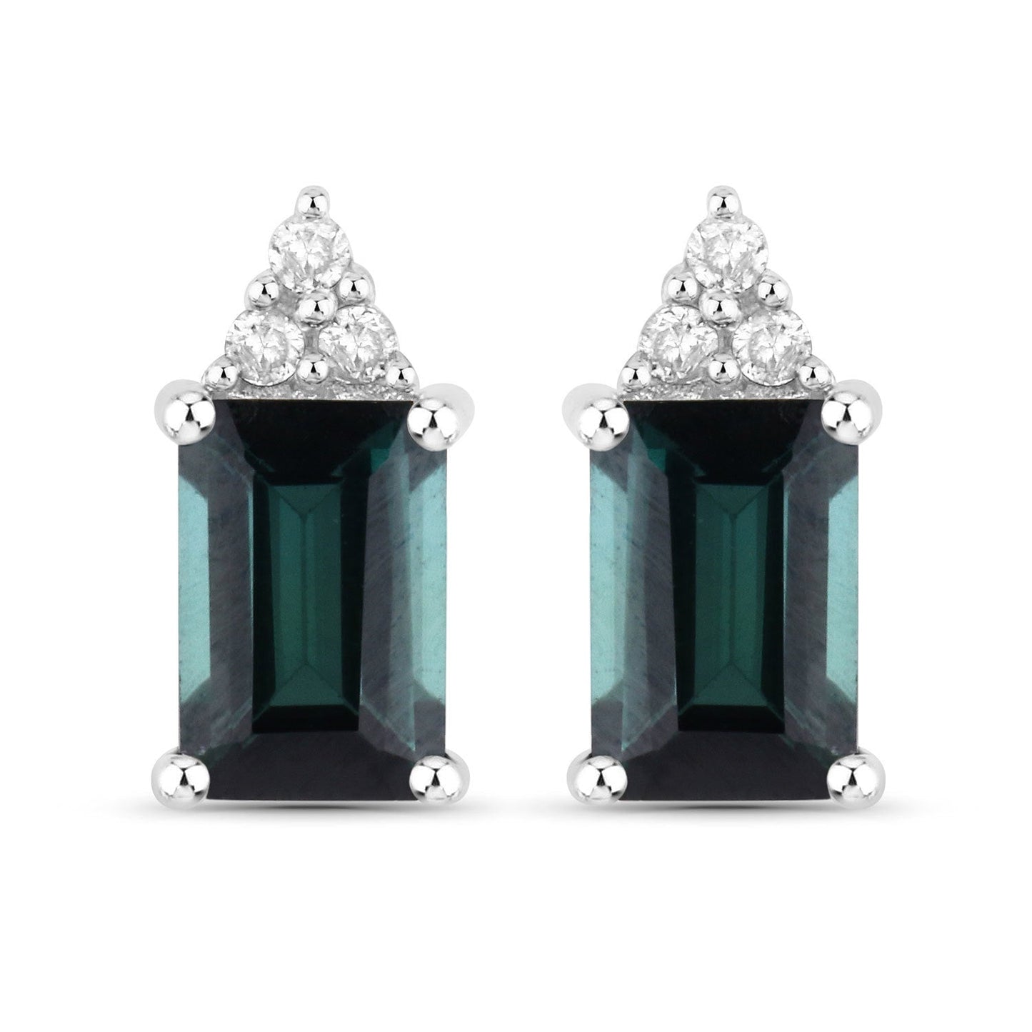 Pendientes de 1.25 quilates de turmalina verde y diamante en oro blanco de 14 quilates