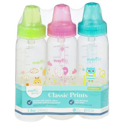 Evenflo Classic Prints Baby Feeding Bottle - 8 Ounce