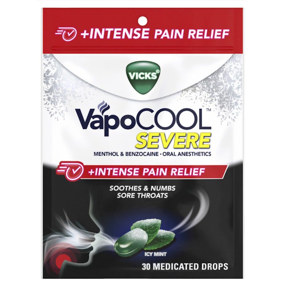 Vicks VapoCool Severe Medicated Cough Drops - Wintergreen