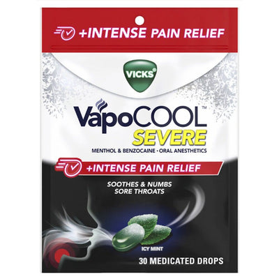 Vicks VapoCool Severe Medicated Cough Drops - Wintergreen