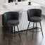 A set of 2 gray rotating bar stools - high backrest, adjustable, with elegant metal backrest decoration - Korvel