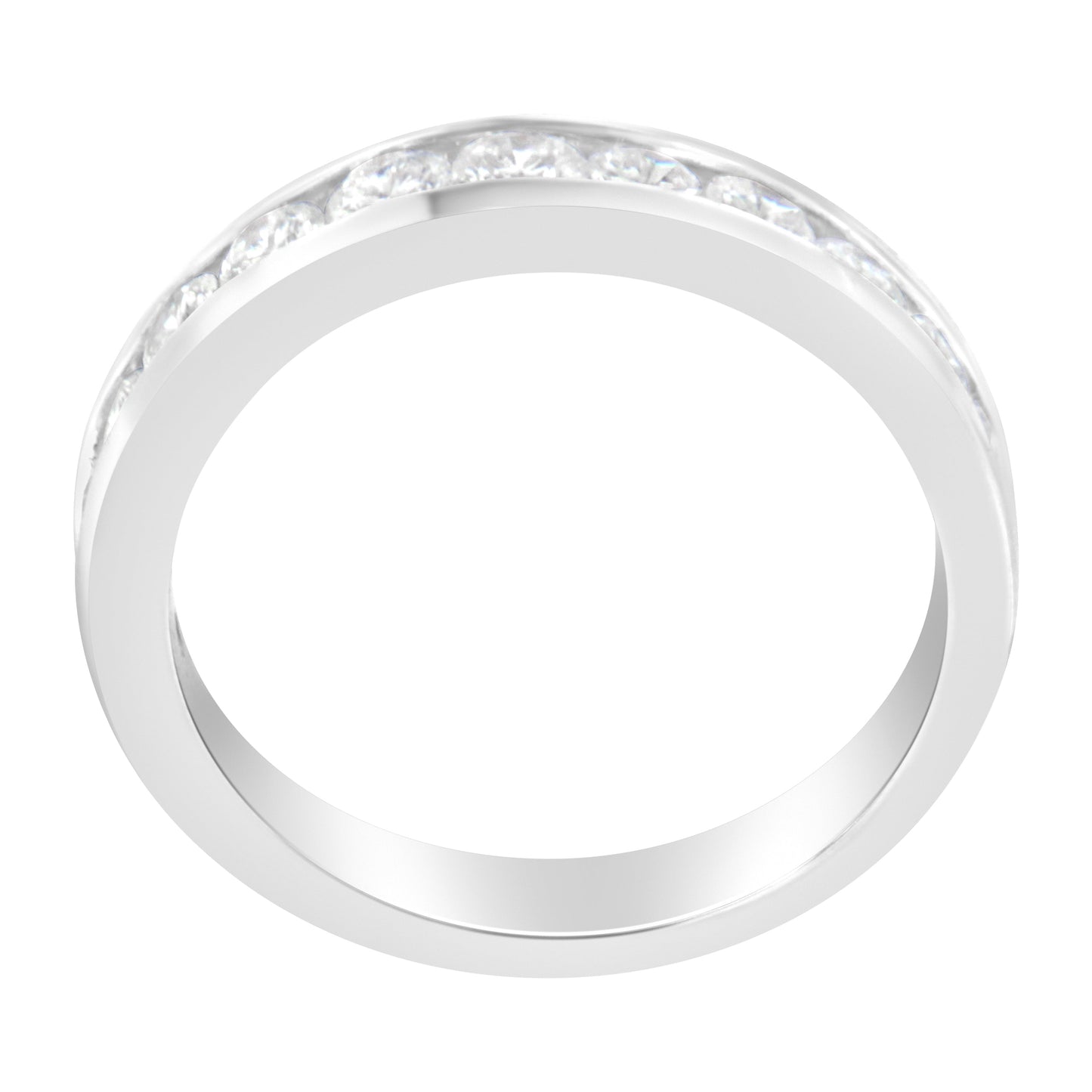 Bague demi-éternité en diamant certifié IGI de 1,0 Cttw en or blanc 18K