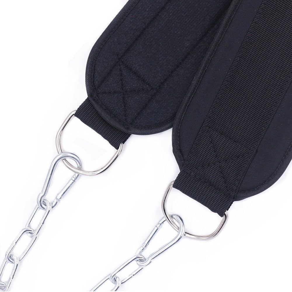 Thick Neoprene Weight Lifting Belt with Chain Dipping Belt for Pull Up Chin Up Kettlebell Barbell Fitness Bodybuilding Gym Belt - Korvel