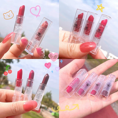 Transparent Shell Lipstick Matte Peach Pink Student Model Plain White Lipstick Sample Lipstick - Korvel