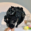 Bandeau en Fleurs en Tissu Fait Main et Diamant d'Eau Élégant
