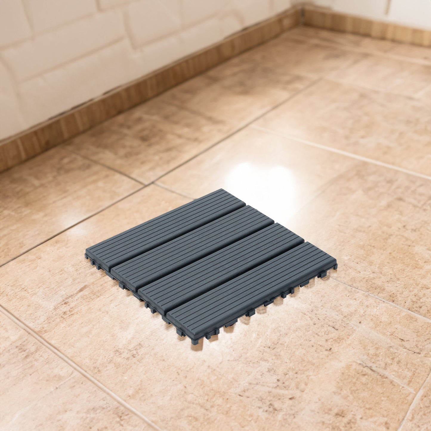 44 pieces of 12x12 square waterproof outdoor terrace tiles - interlocked, all-weather, anti slip, easy to assemble - Korvel