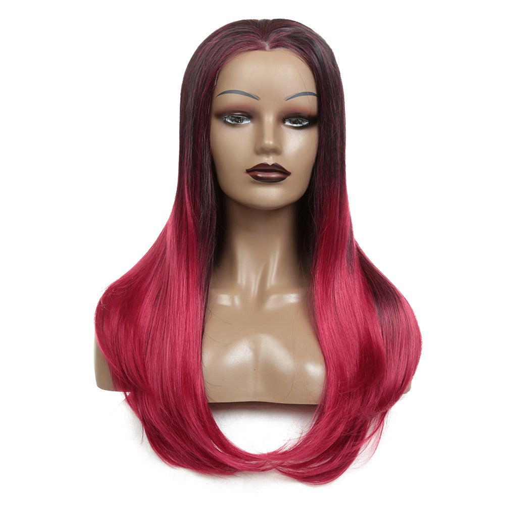 European and American Wigs with Long Curls and Synthetic Fiber Front Lace Wigs, Lace Front Wig, Mixed Color Headsets - Korvel