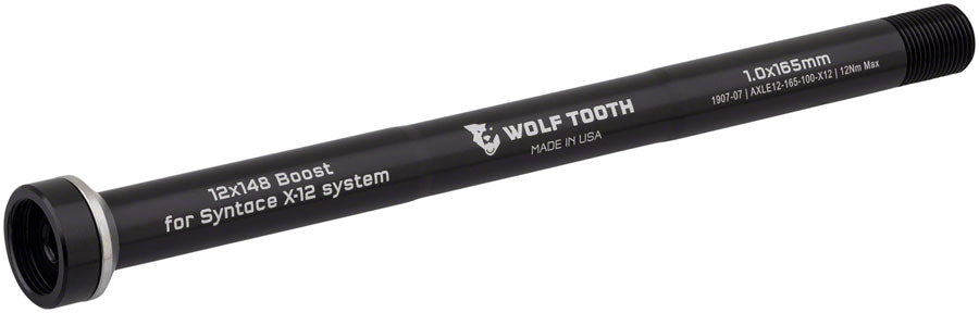 Eje Thru Trasero Wolf Tooth - M12 1.0 x 165mm para X12 x 148mm Negro