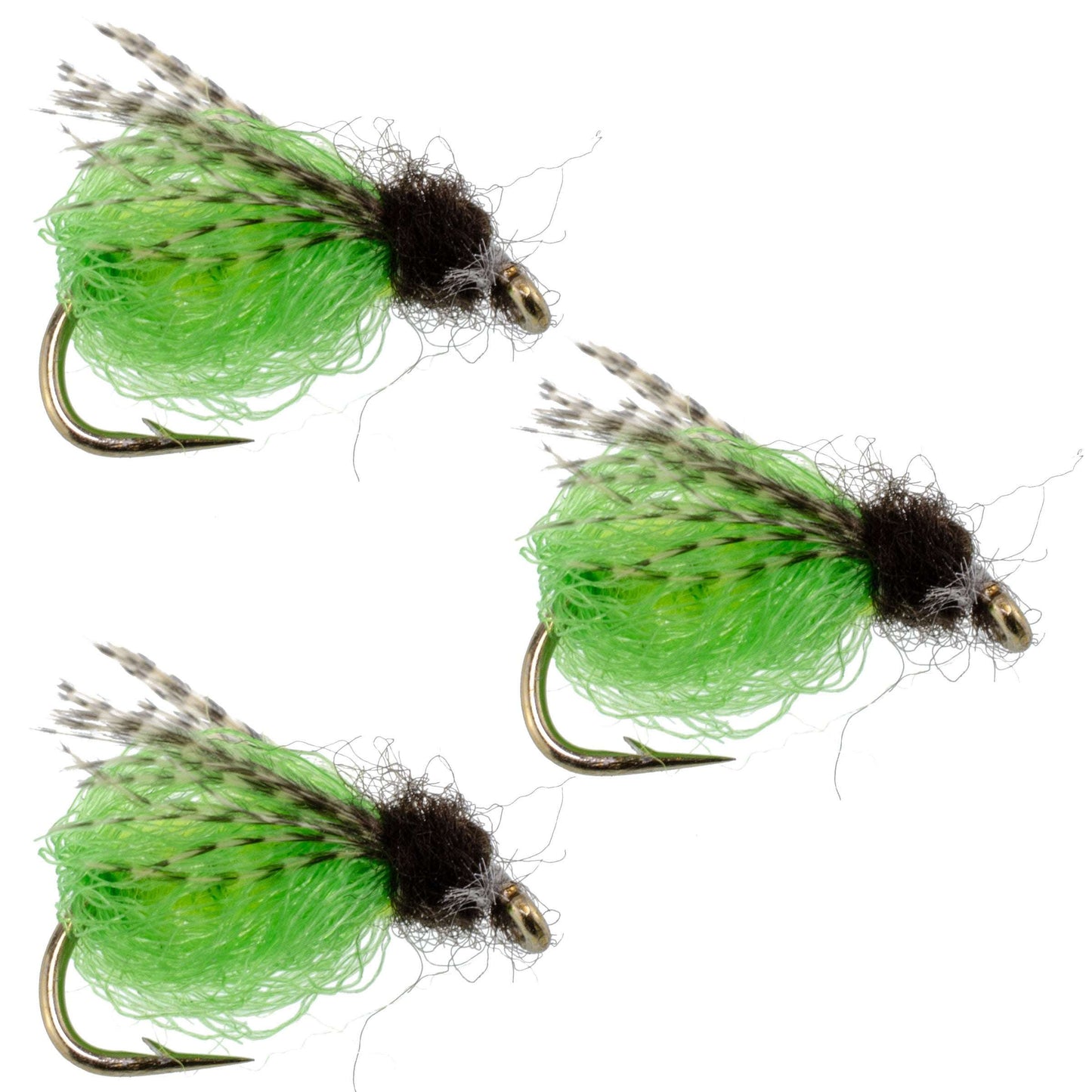 LaFontaine Caddis Pupa vert vif à paillettes profondes - Taille 14 (3 pièces)