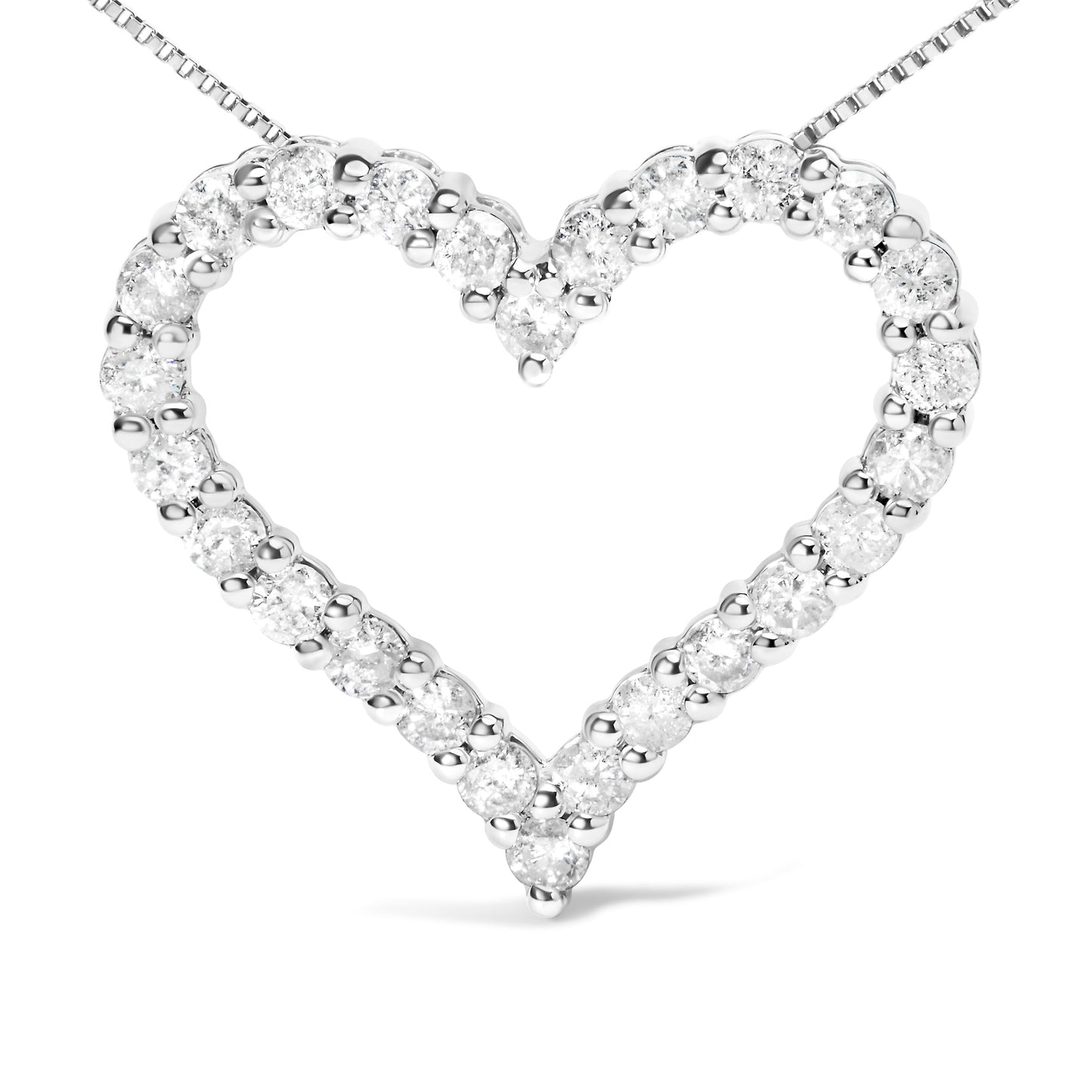 .925 Sterling Silver Diamond Open Heart Pendant Necklace