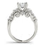 Bague de fiançailles en diamant à 3 pierres en or blanc 14 carats au design antique