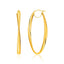14k Yellow Gold Twist Motif Oval Hoop Earrings