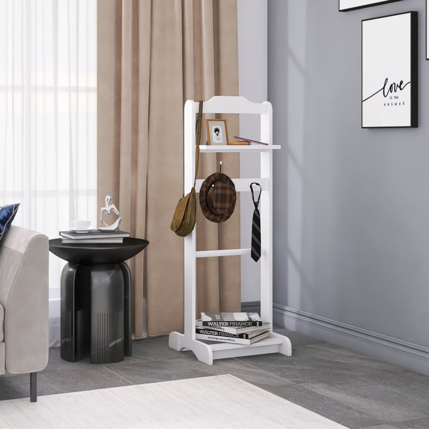Accent Portable Garment Rack with Storage Organizer - White Finish
