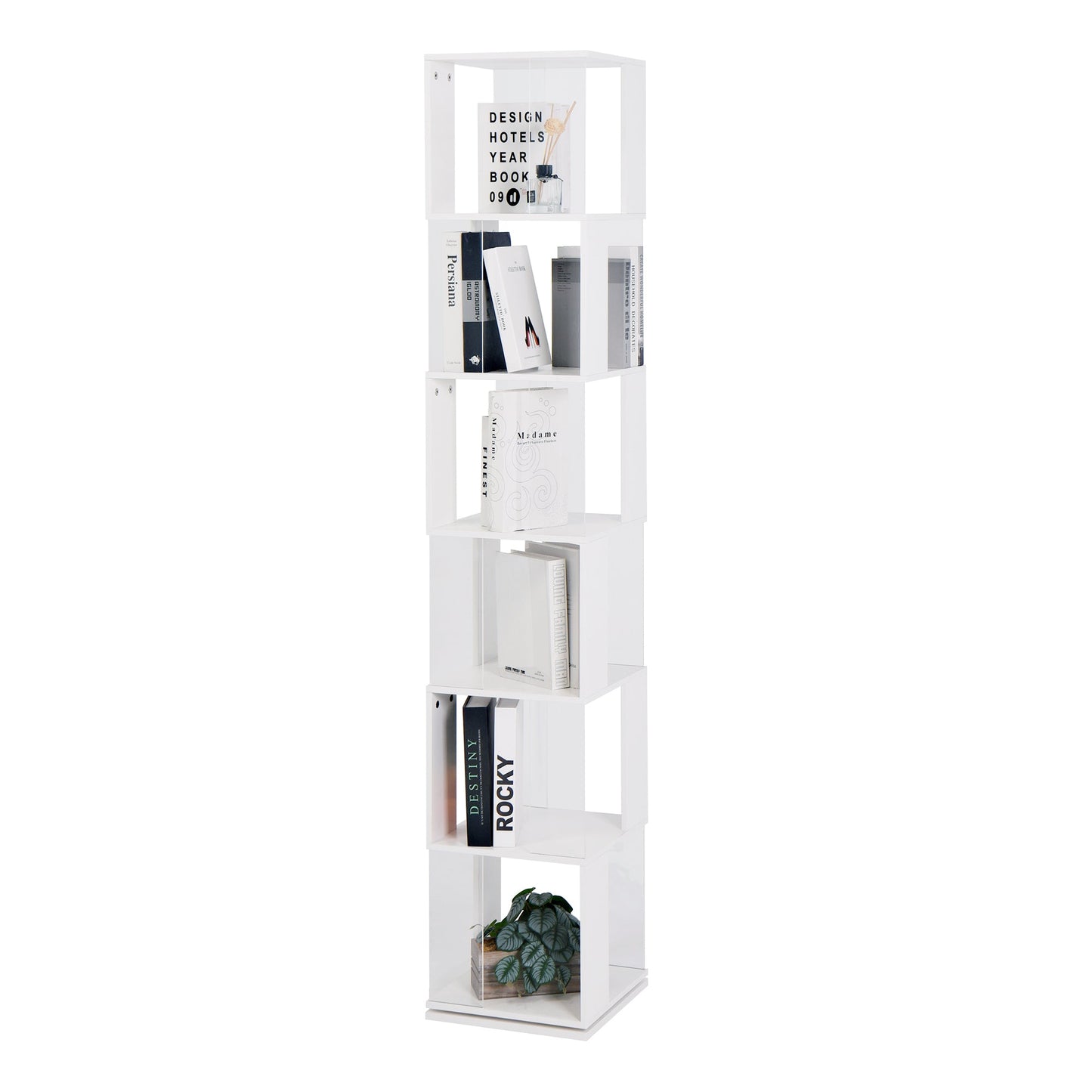 6-Layer Rotating Acrylic Bookshelf for Creative Spaces