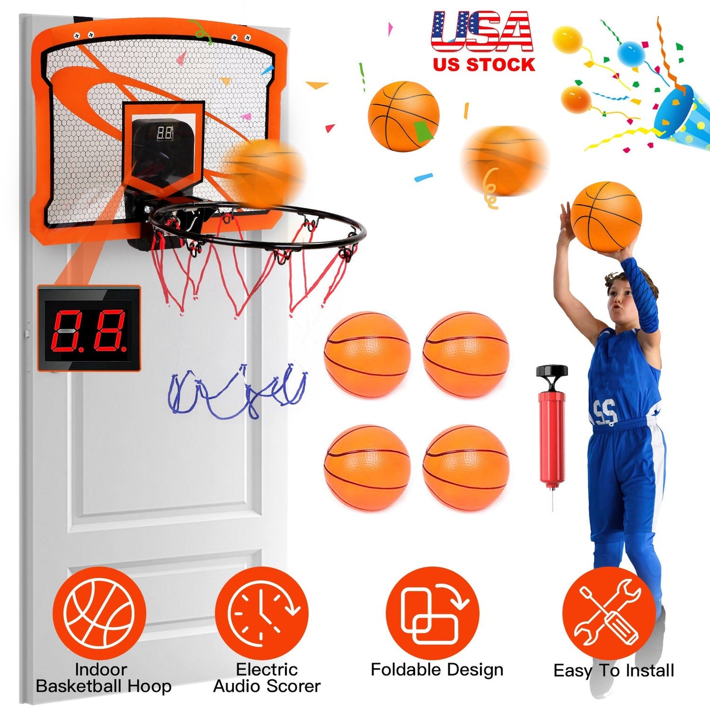 Ensemble de mini panier de basketball intérieur Gbruno avec marqueur audio