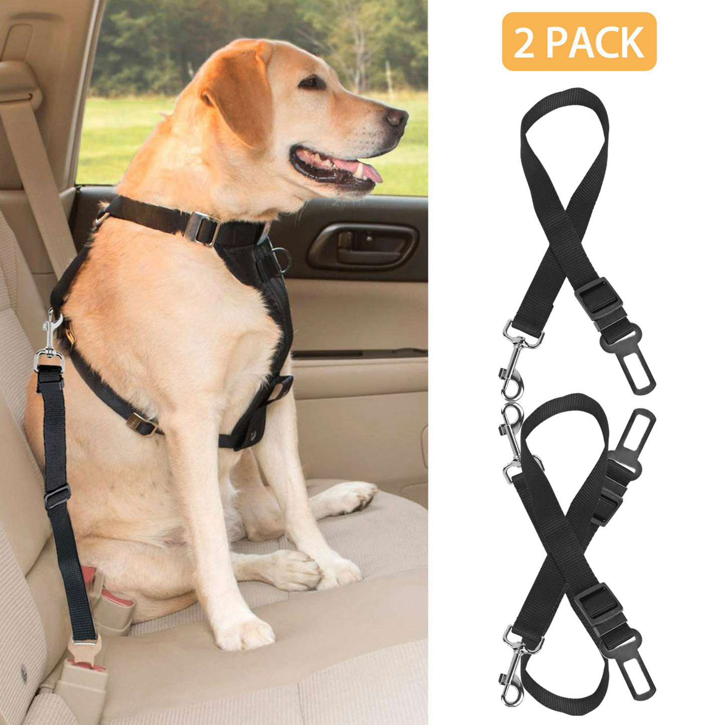 Ceinture de sécurité pour chien GBruno sans les mains - Pack de 2