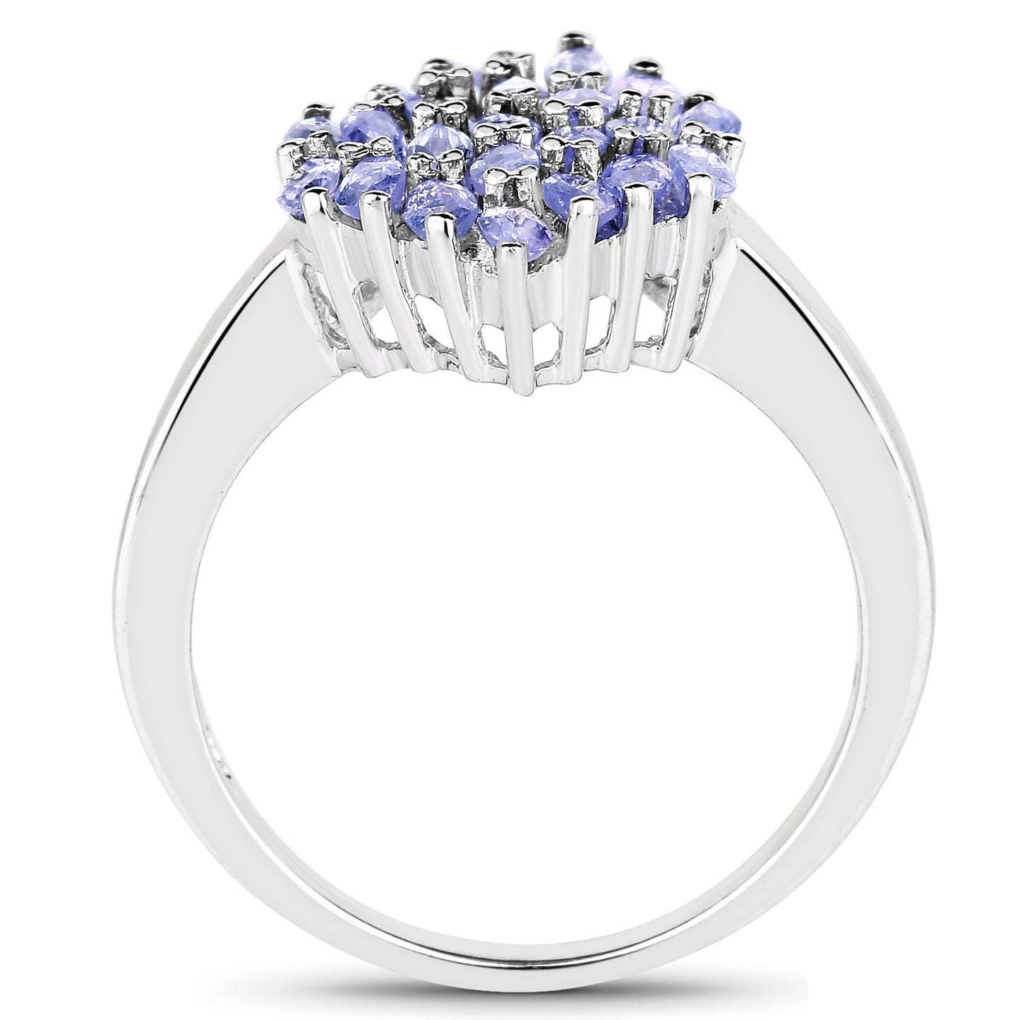 1.84 Carat Genuine Tanzanite Sterling Silver Engagement Ring